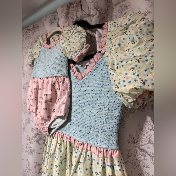 Floral Patchwork Dress and Baby Romper Set - Picture 2 of 2